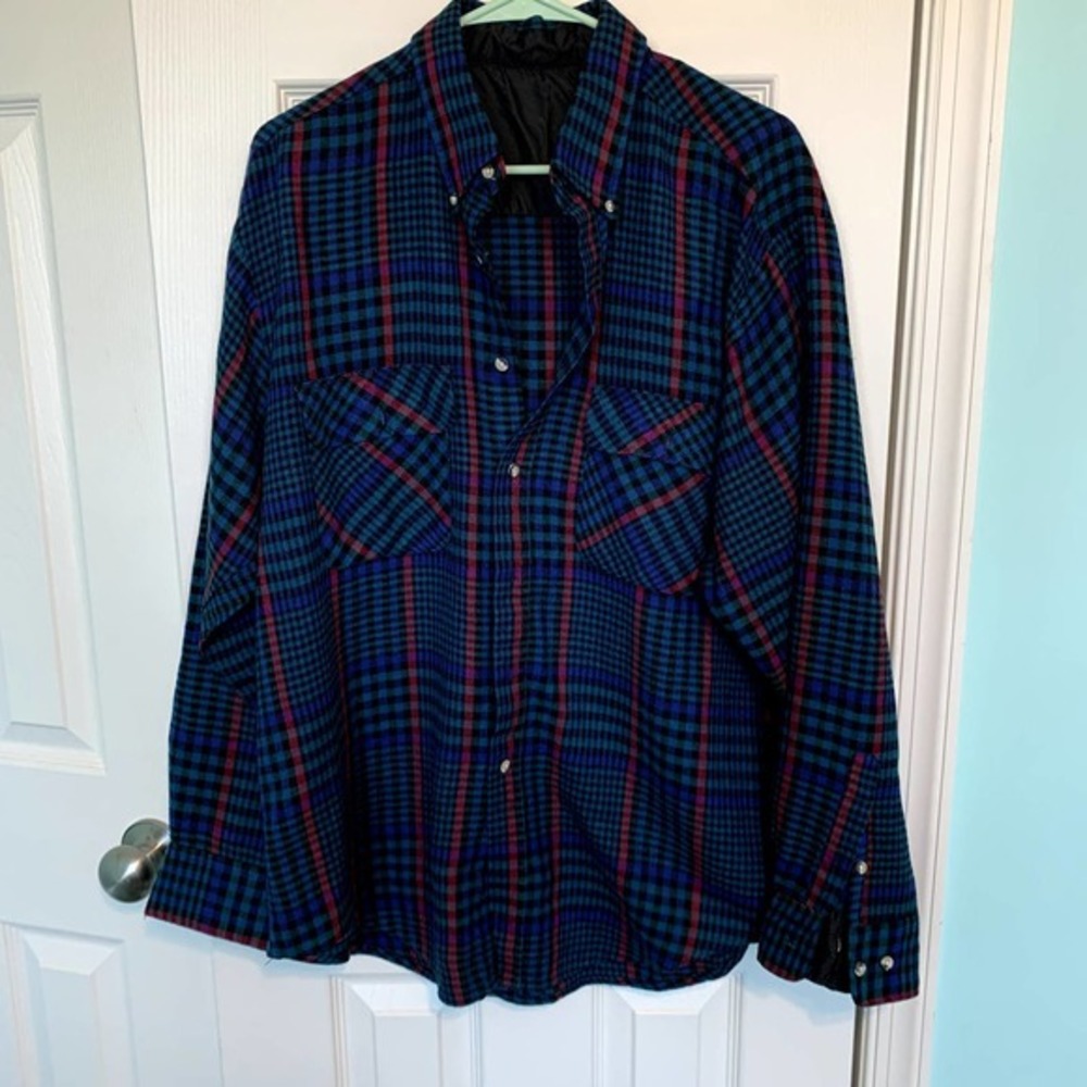 Vintage Mens long sleeve plaid‎ button up shirt